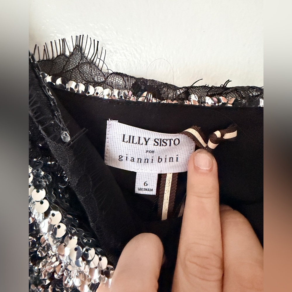 Lilly Sisto for Gianni Bini Black Sequin Slip Dress